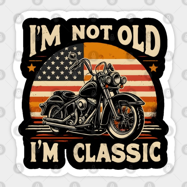 4th Of July Vintage Biker America Flag Motorcycle Rider Father's Day Sticker by TopTees